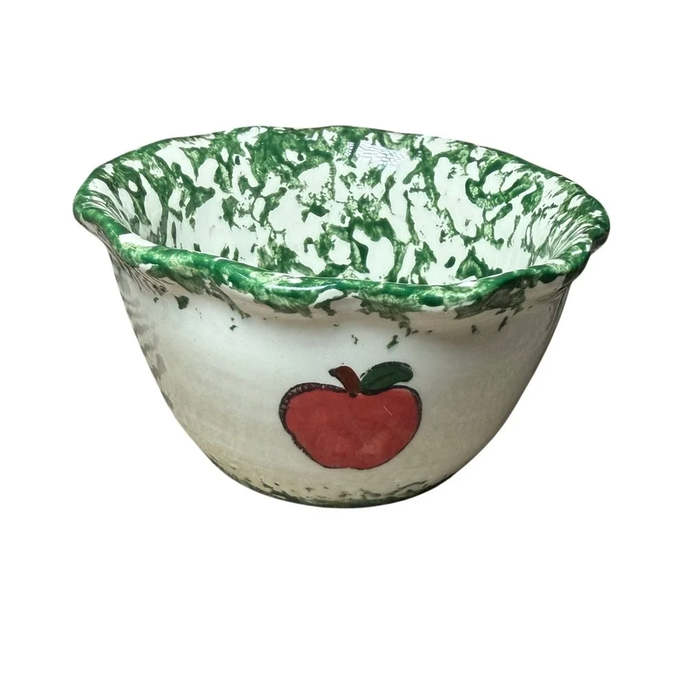 Farmhouse Apple Spongeware Mixing Bowl Country‎ Cottage Kitchen Farmhouse Decor